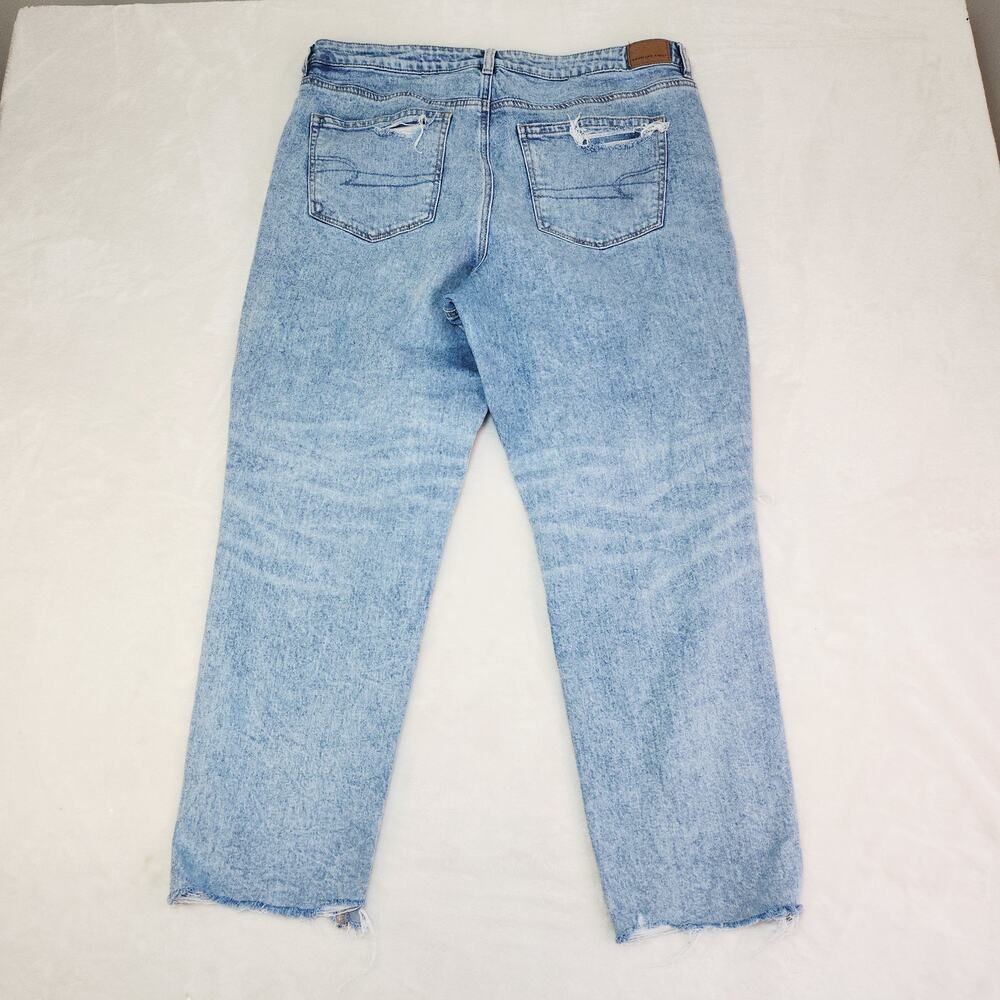 American Eagle Strigid Mom Jeans 18 38x28 High Rise Ripped Destroyed 90s Grunge - Picture 2 of 7
